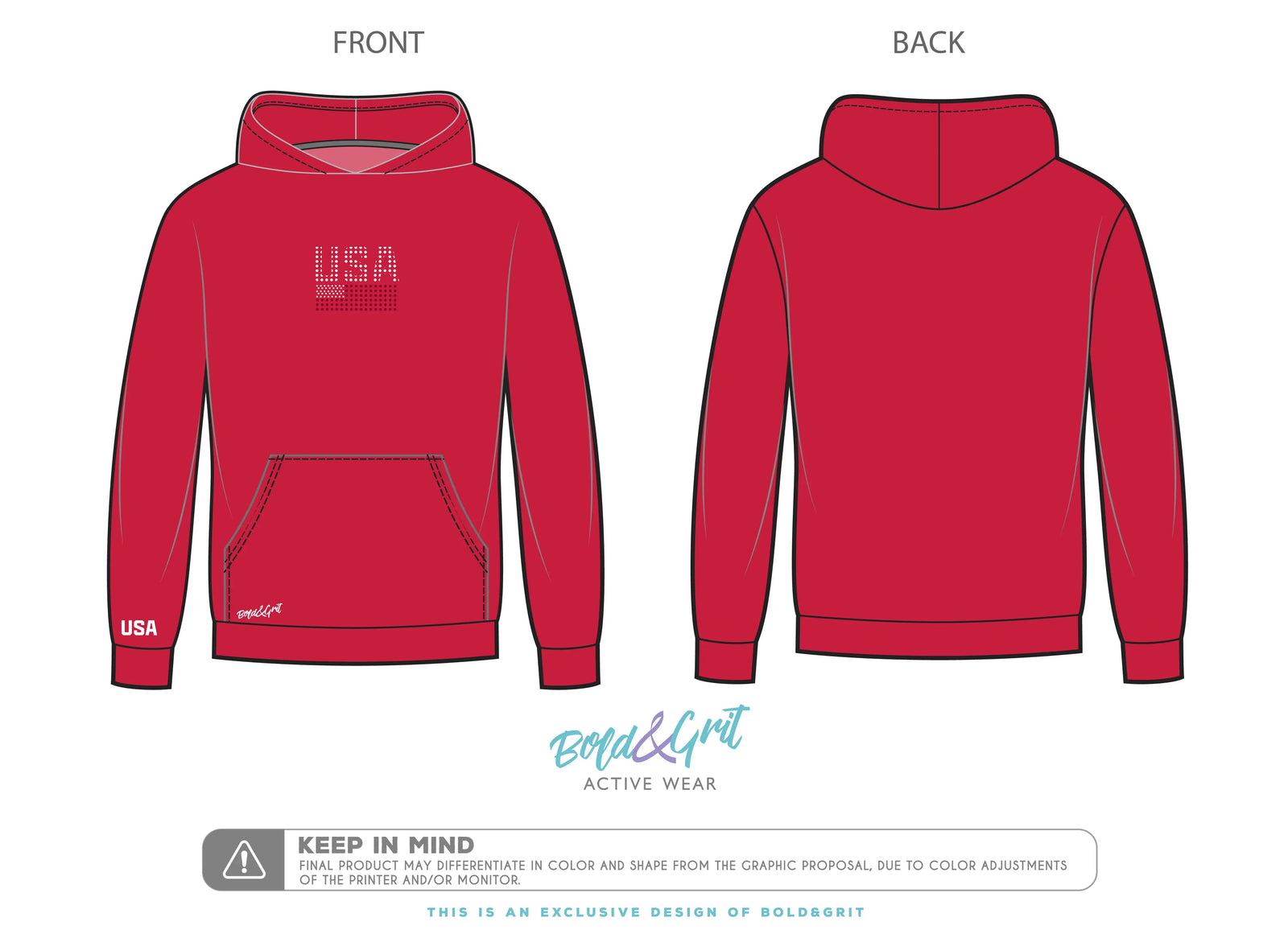 Red Hoodie USA - Bold&Grit