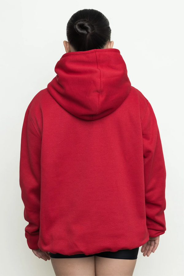 Girls hoodie front view with red USA flag design
