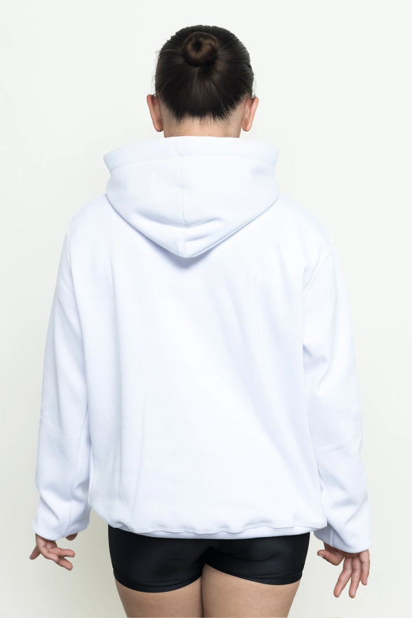 Girls hoodie front view with white USA flag design