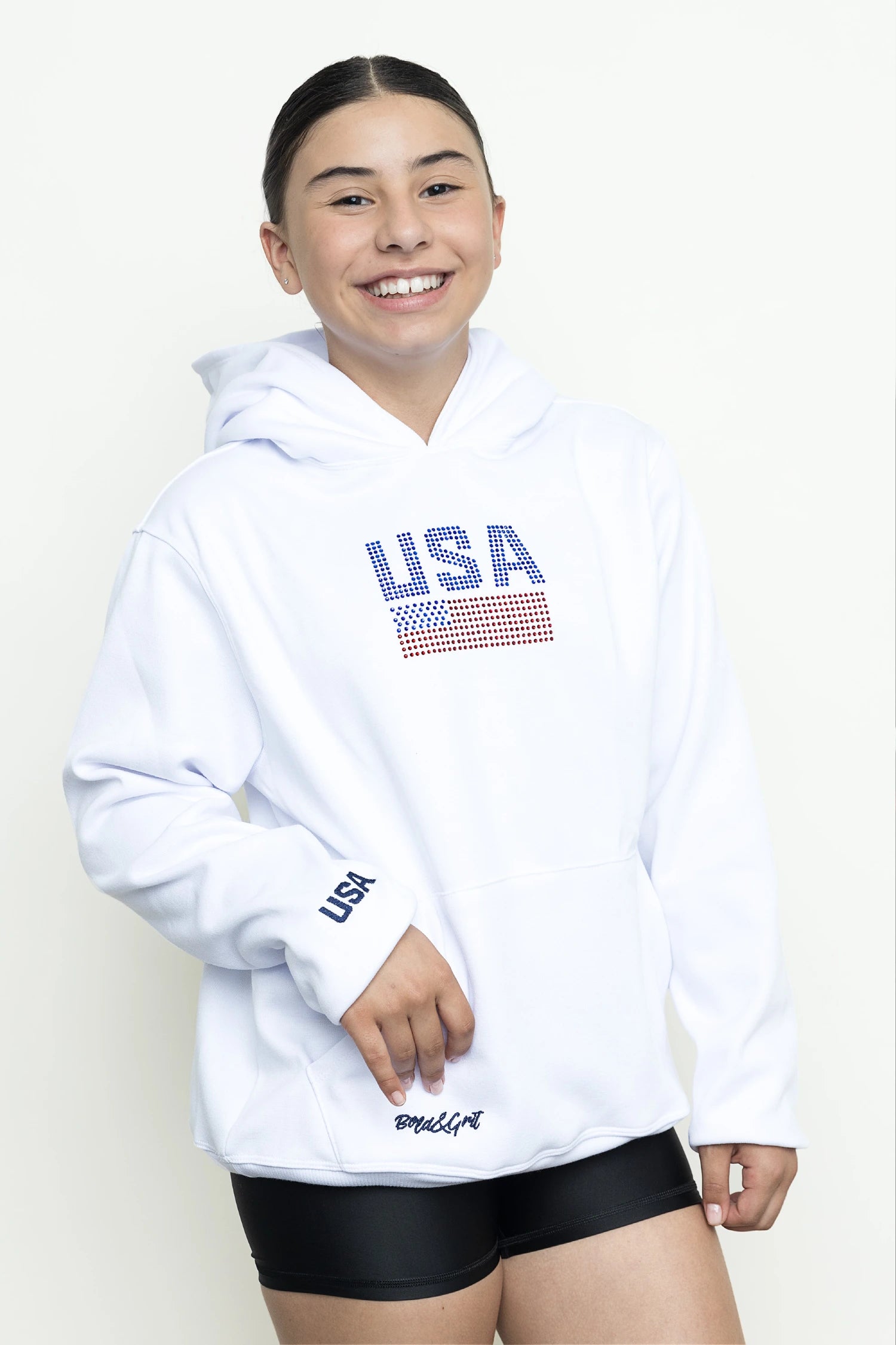 White Hoodie USA - Bold&Grit