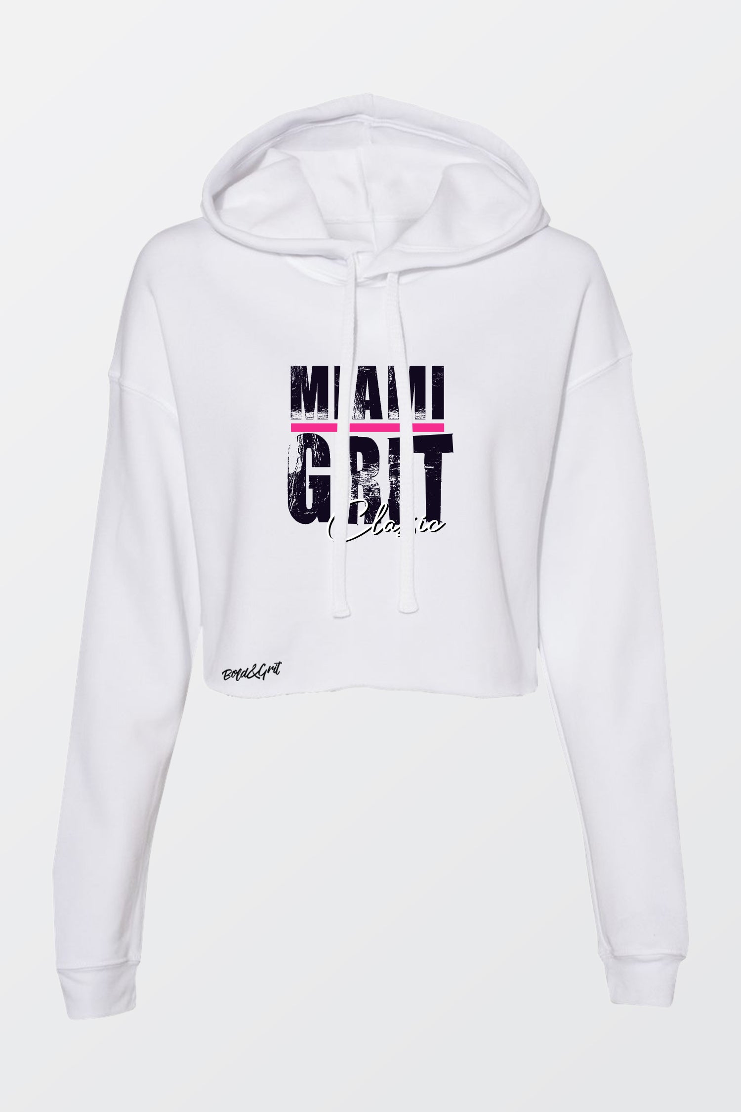 White hoodie with 'MIAMI GIT' text on a white background
