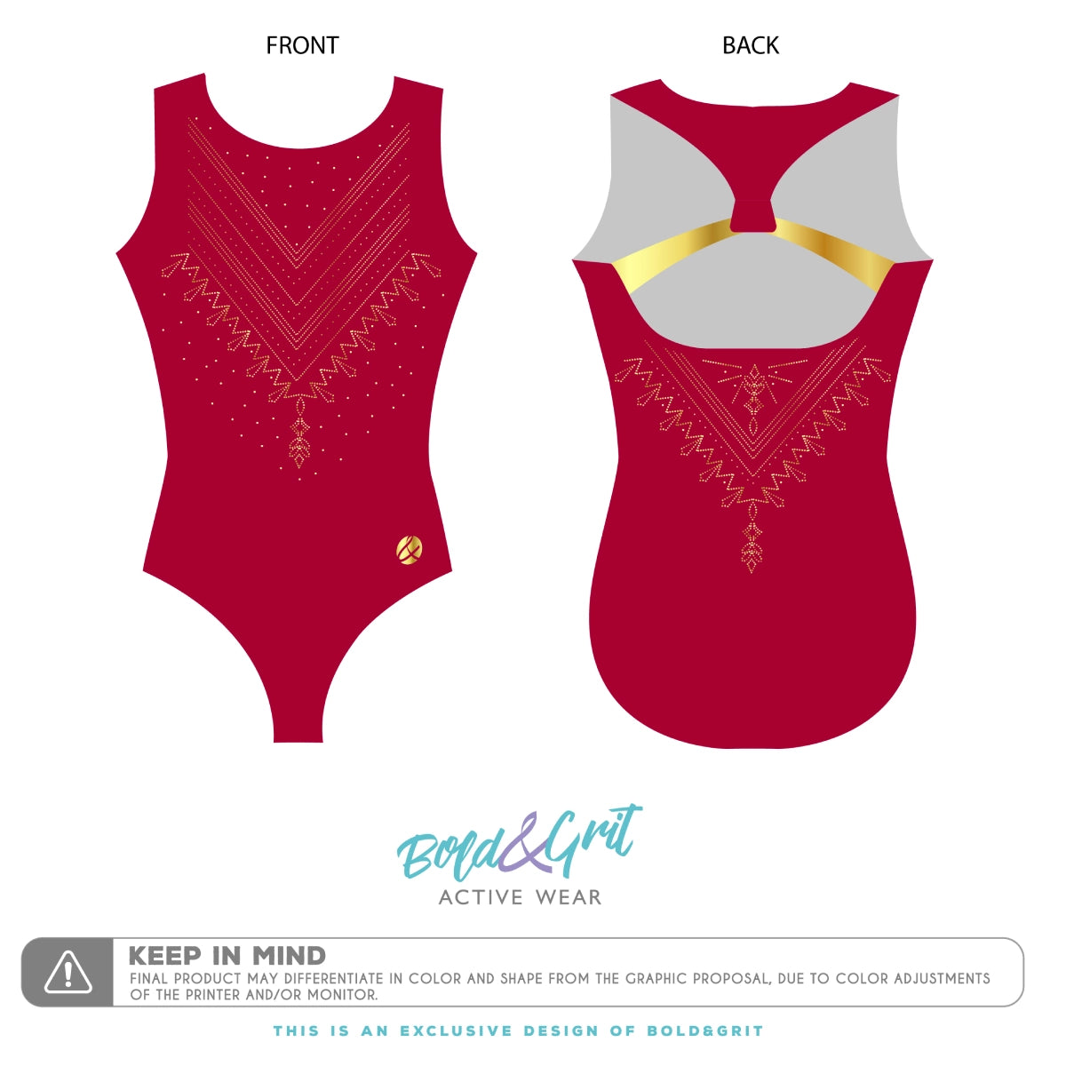 Crimson golden leotard - Bold&Grit