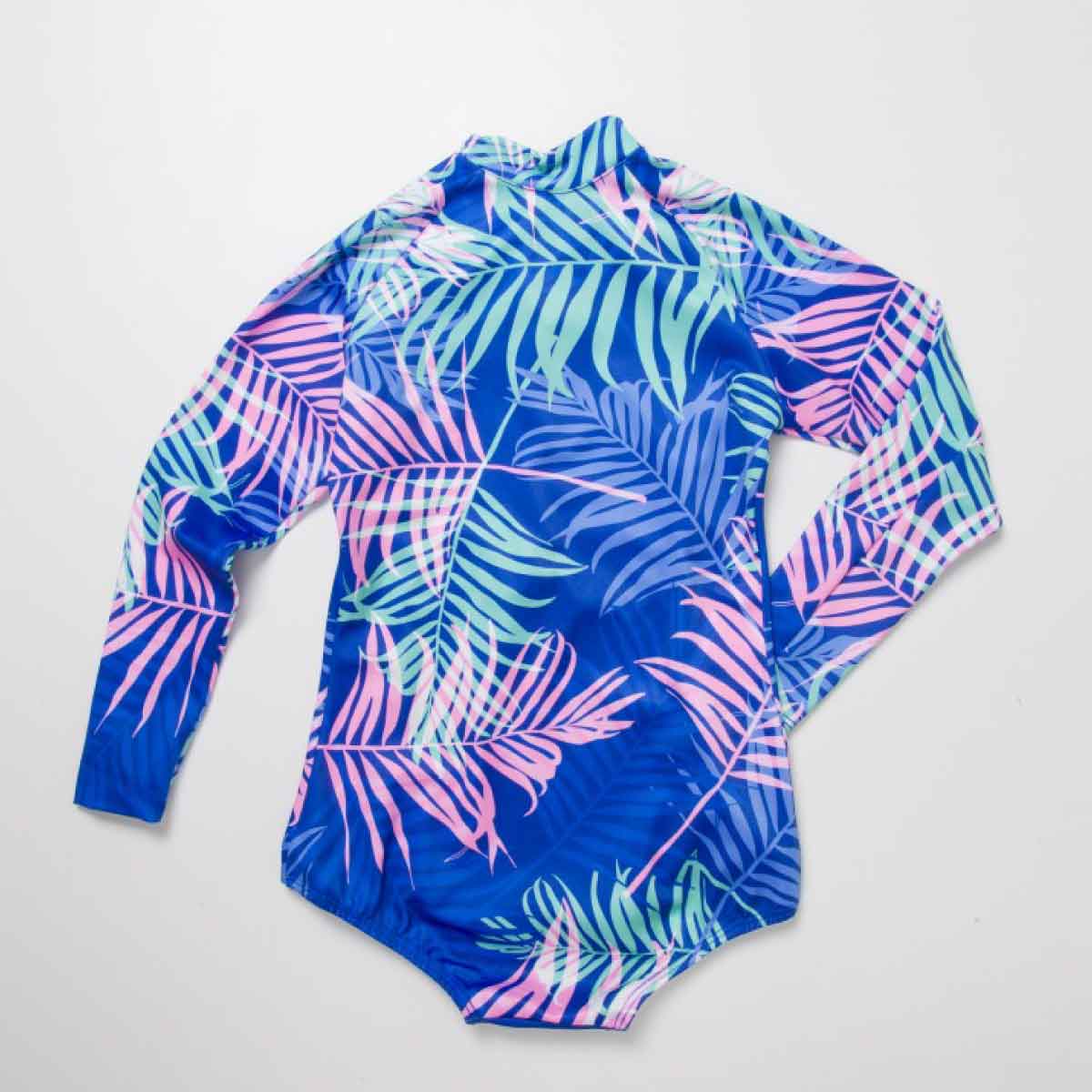 PINK PALMS LONG SLEEVE SWIMSUIT - Bold&Grit