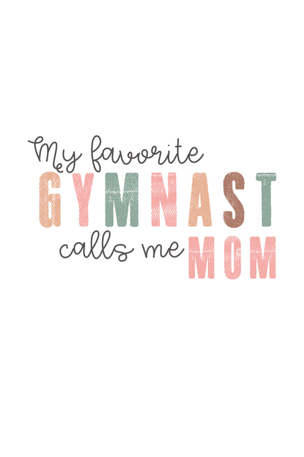 Women's t-shirt front view with gymnastics mom graphic print