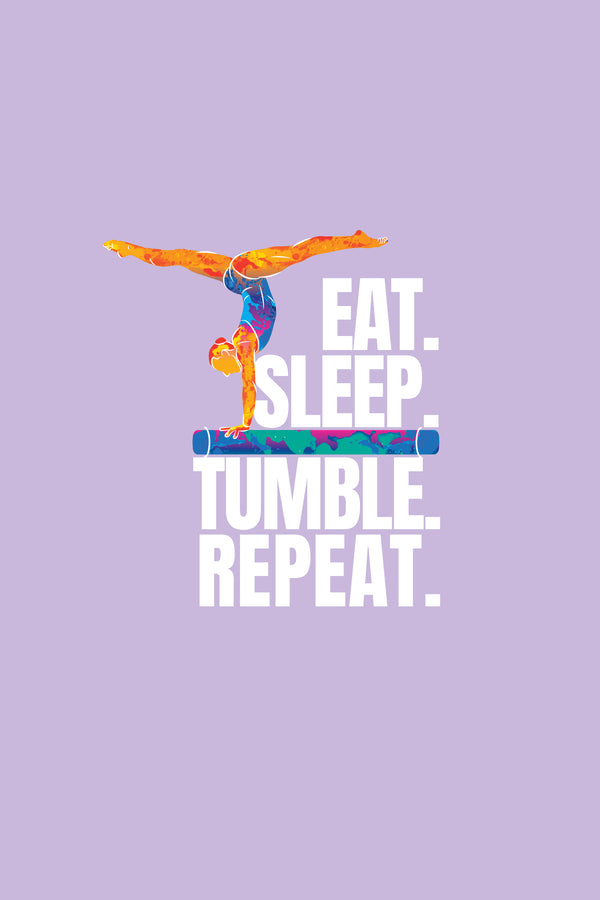 Girls t-shirt front view with gymnastics graphic print