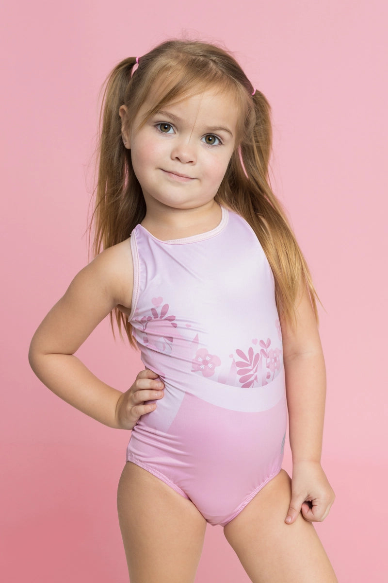 kid girl leotard Awareness Floral Leotard - Pink Floral Leotard from Bold&Grit