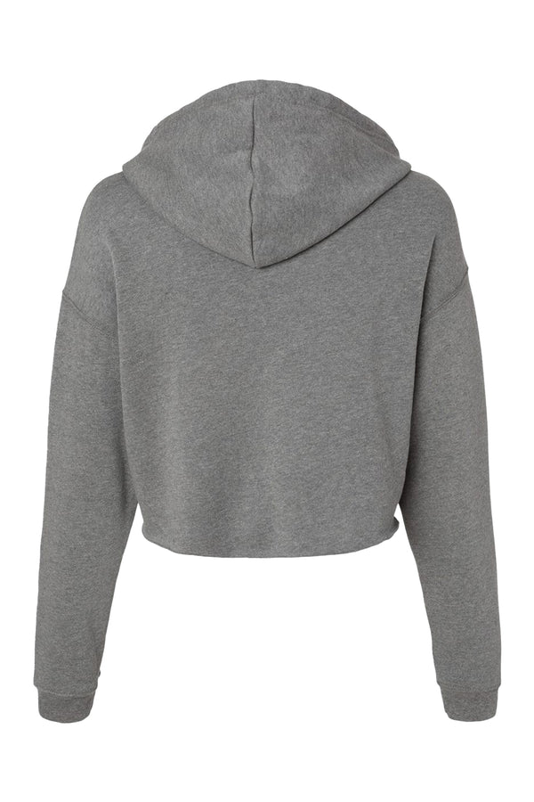 Girls hoodie front view with gray cropped fleece fabric