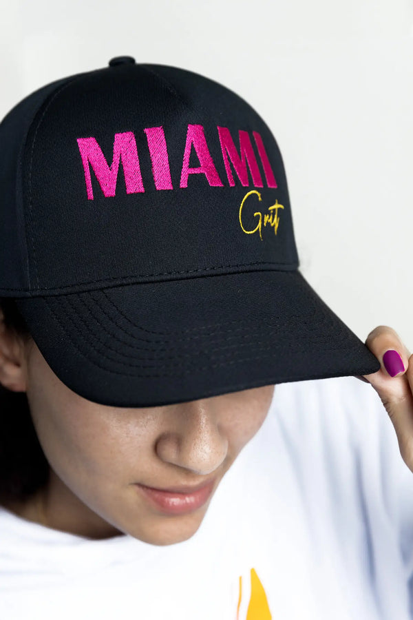 Cap front view with solid black fabric