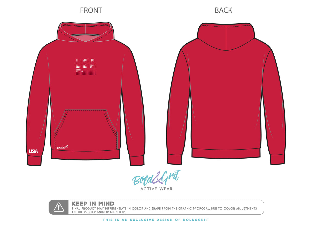 Red Hoodie USA - Bold&Grit