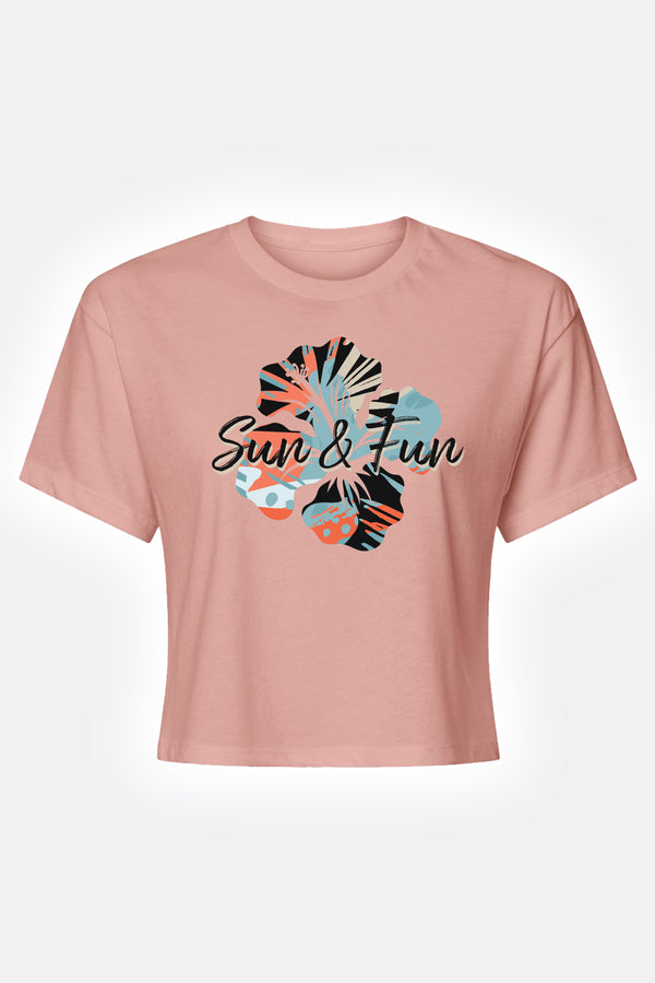Women's t-shirt front view with desert pink print