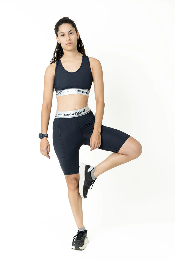 Women's shorts front view with motivational print