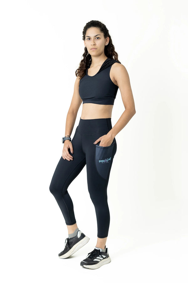 Women's leggings front view with motivational print