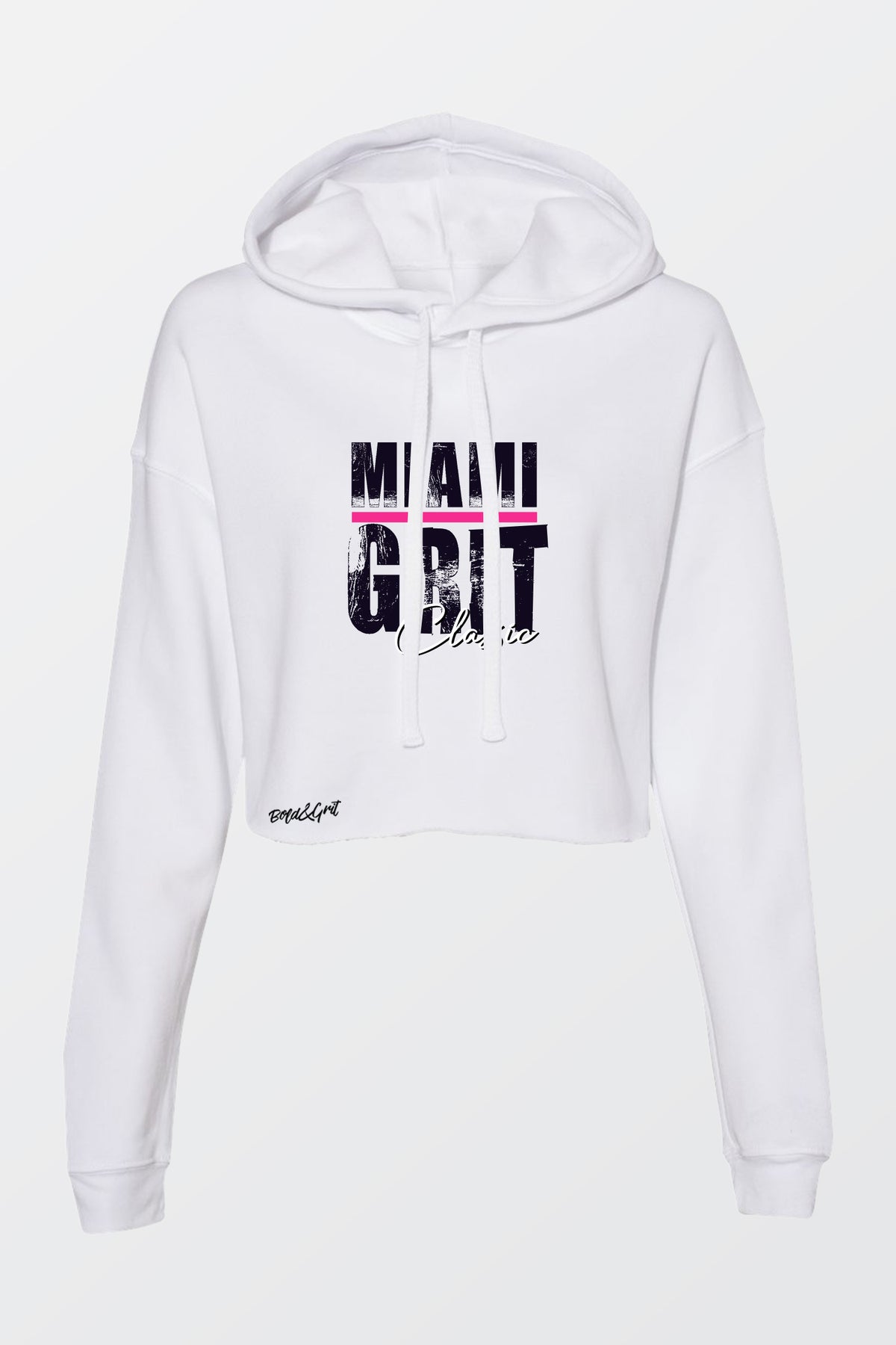 White hoodie with 'MIAMI GIT' text on a white background