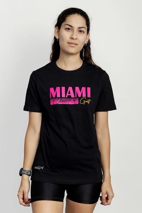 Girls t-shirt front view with solid black fabric