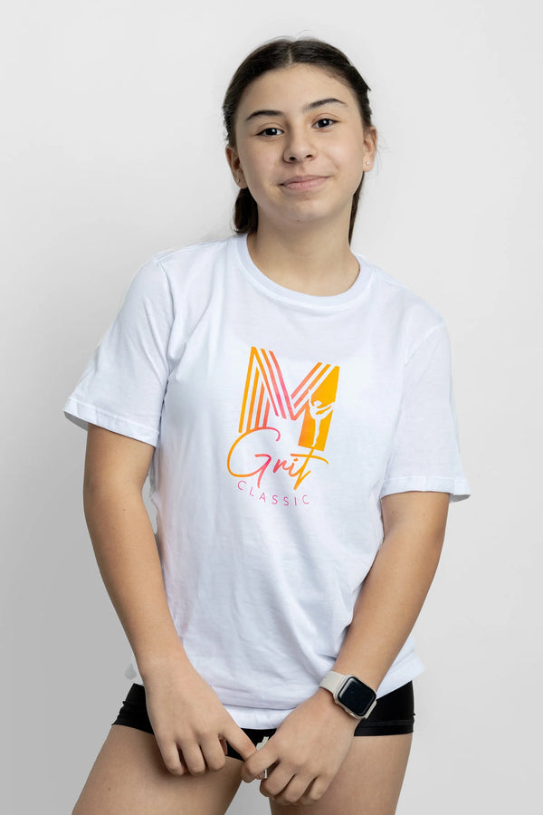 Girls t-shirt front view with solid white fabric