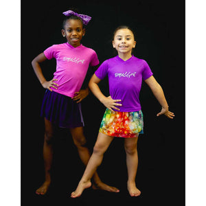 Girls' fuchsia mesh skort 