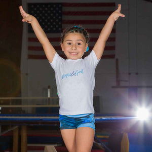Love - blue geometric girls' shorts