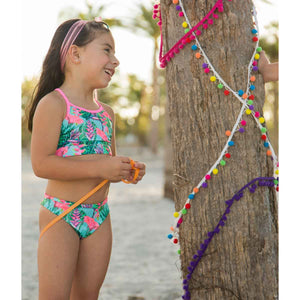 Tropical flowers two piece swimsuit