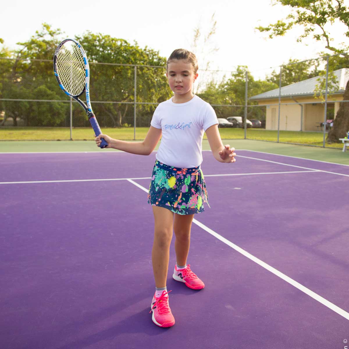 Dream - girls' splash paint tennis mesh skort