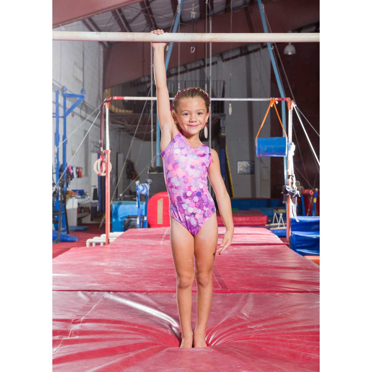 DEDICATION - PINK SPANGLE TANK MESH LEOTARD - Bold&Grit