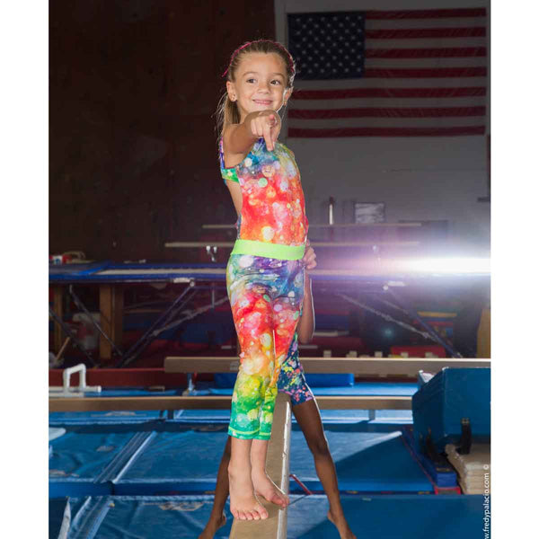 Girls leggings front view with clear confetti print