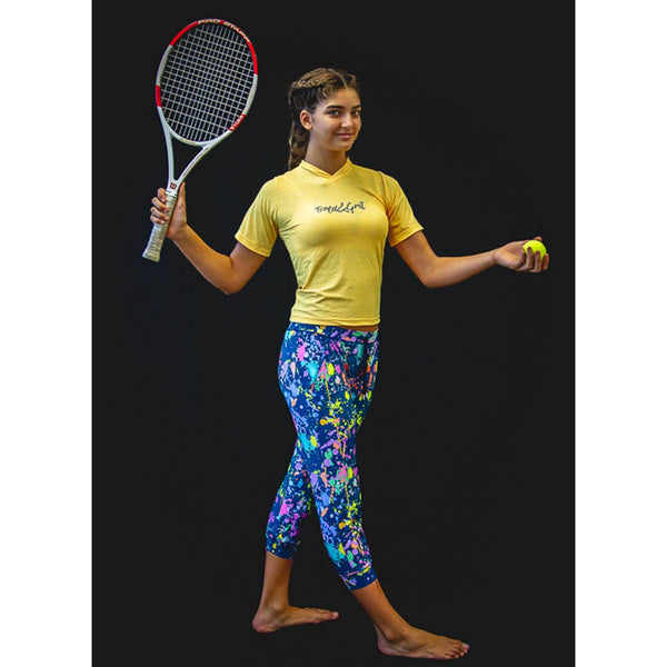 Women's leggings front view with splash paint print