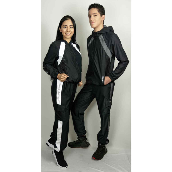 Joggers front view with black and gray design