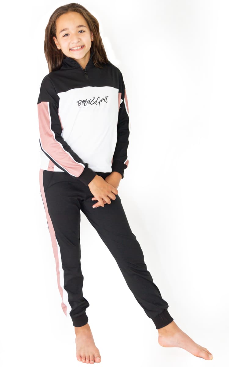 Rose Pink Sweatshirt and Jogger Set for girls - Bold&Grit