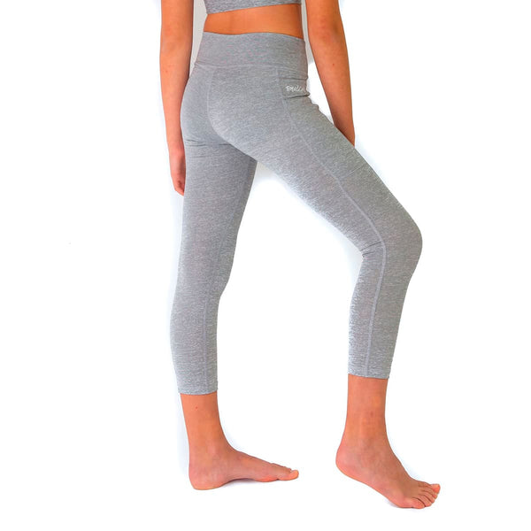 Girls leggings back view with silver energy print