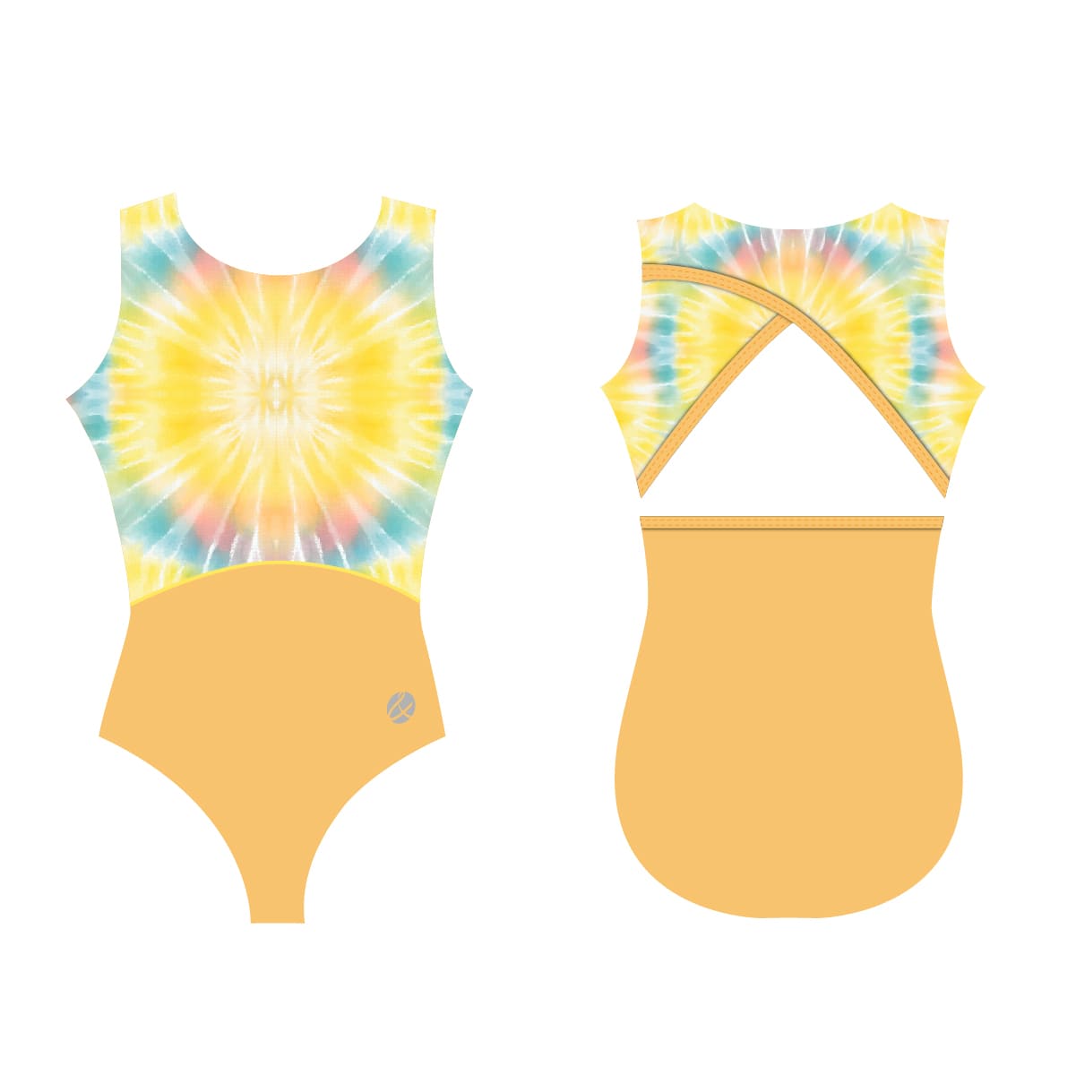 Illuminating Yellow Oasis Tie Dye Leotard- Crossover Back - Bold&Grit