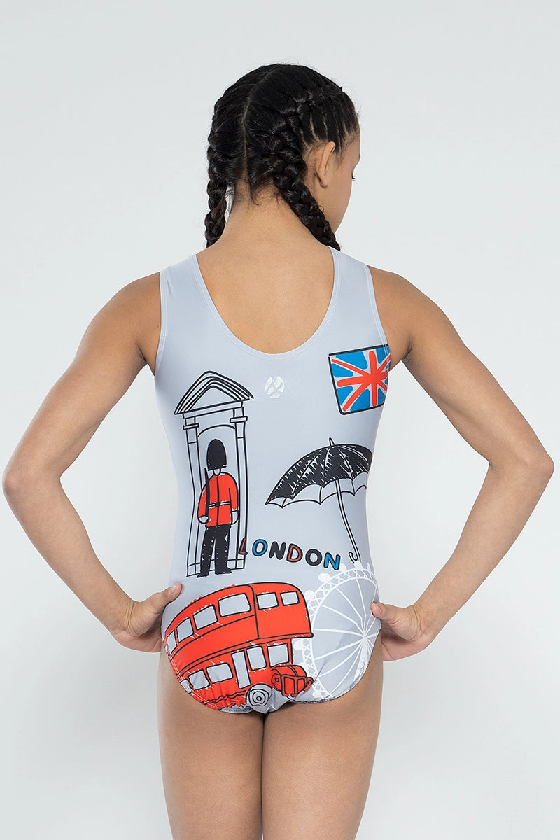 London Themed Tank Leotard, Girls' Gymnastics Leotard