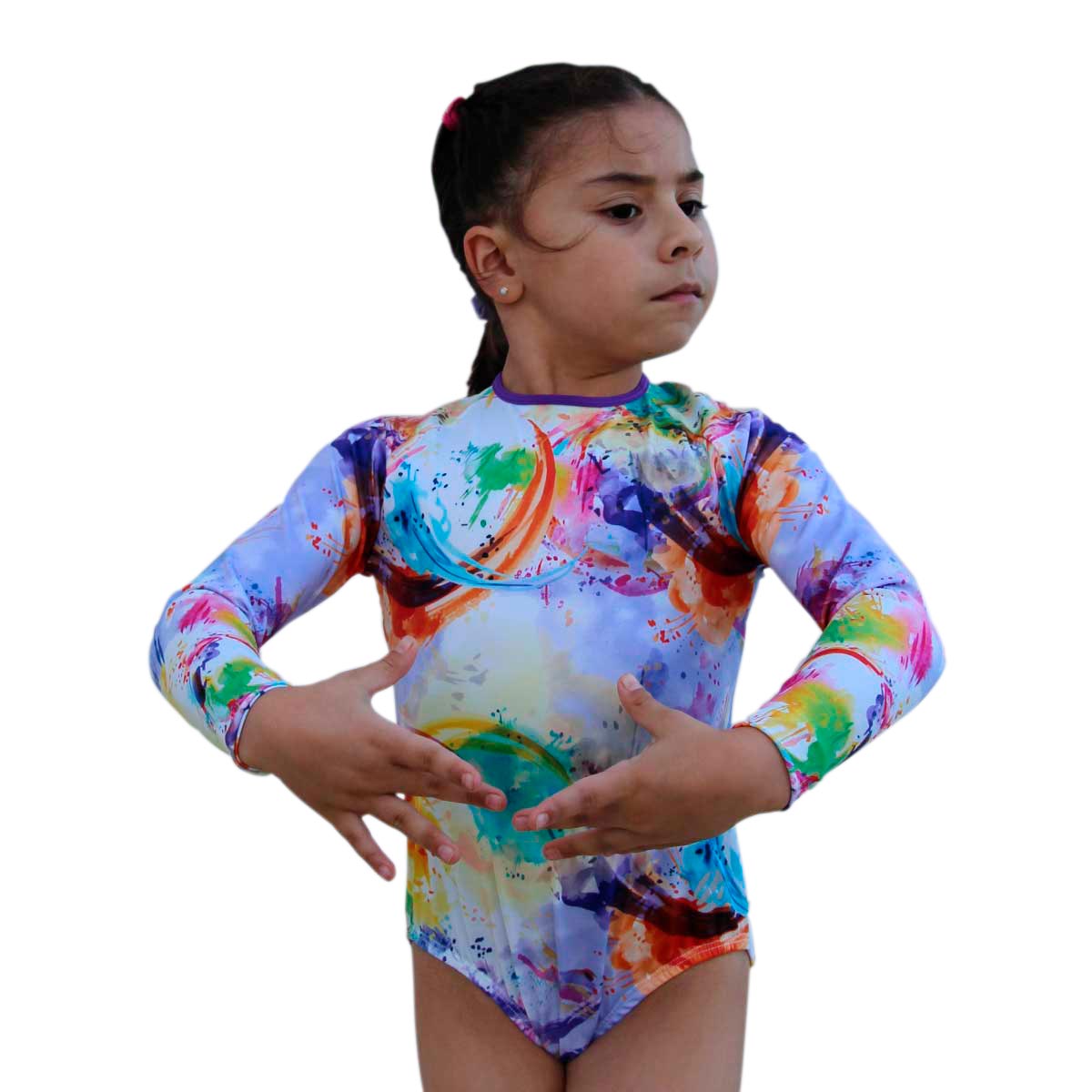 Multicolored long sleeve swimsuit