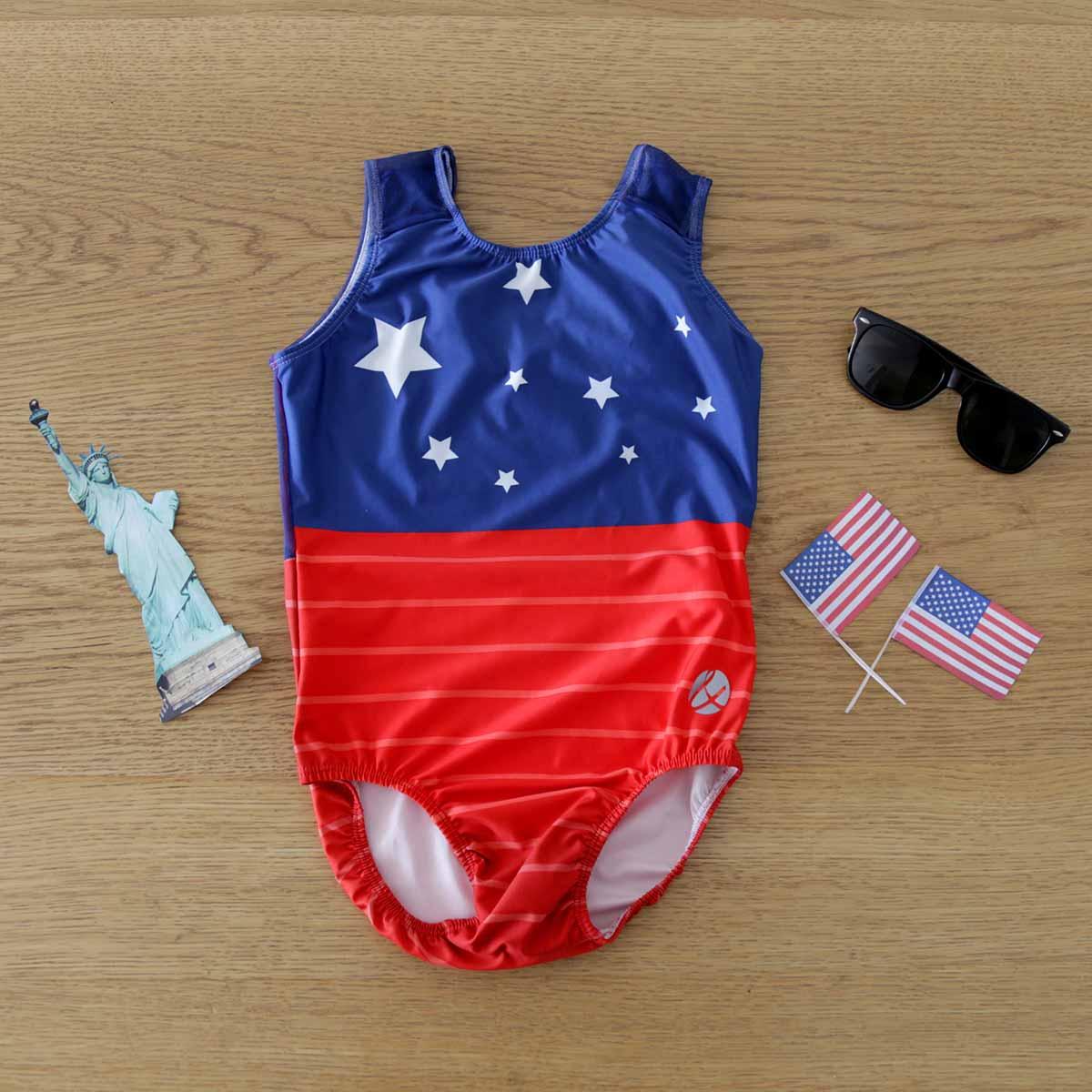 NATIONAL BLUE&RED MESH TANK LEOTARD - Bold&Grit