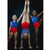 Blue and red mesh tank leotard