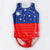 National blue&red mesh tank leotard