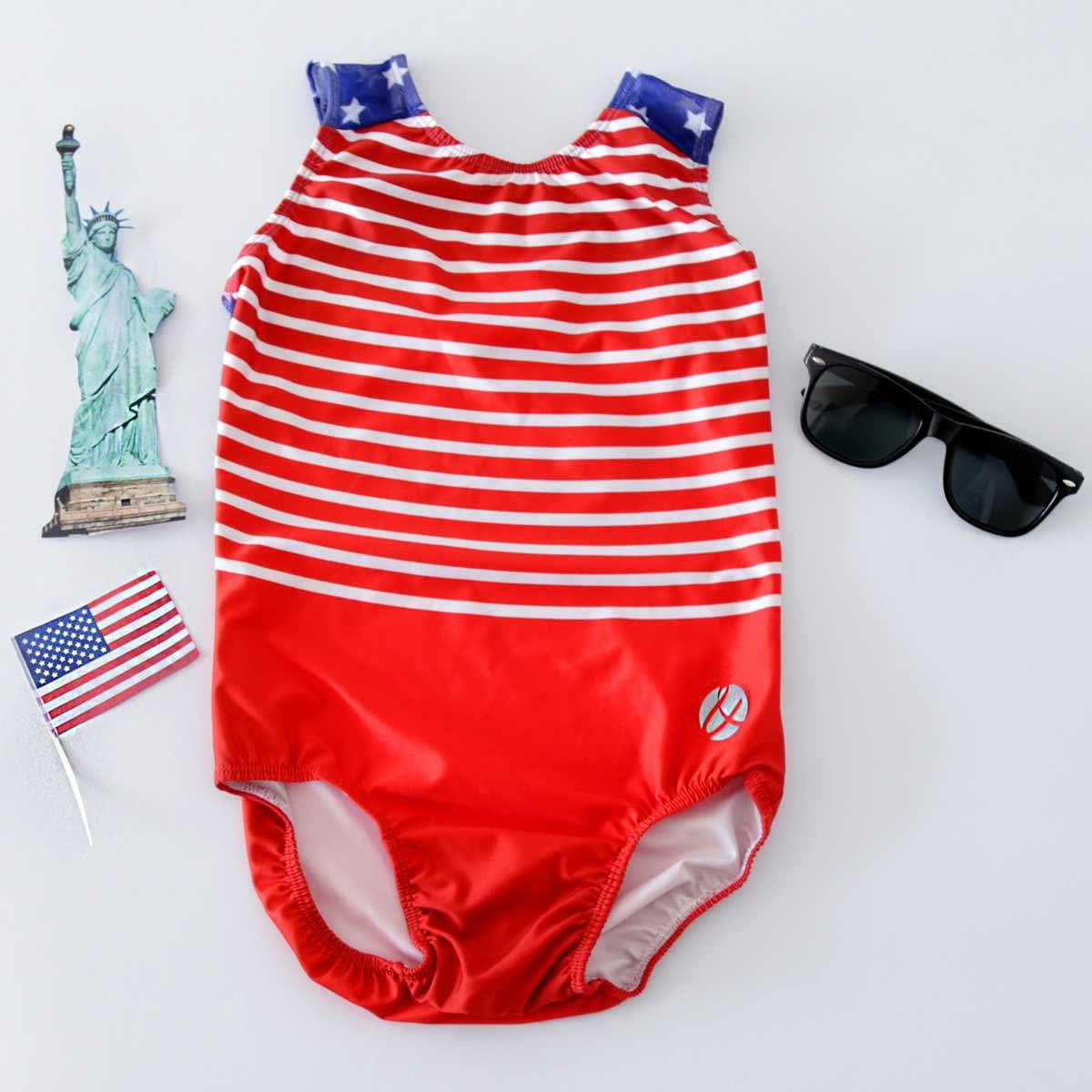 NATIONAL RED&WHITE MESH TANK LEOTARD - Bold&Grit