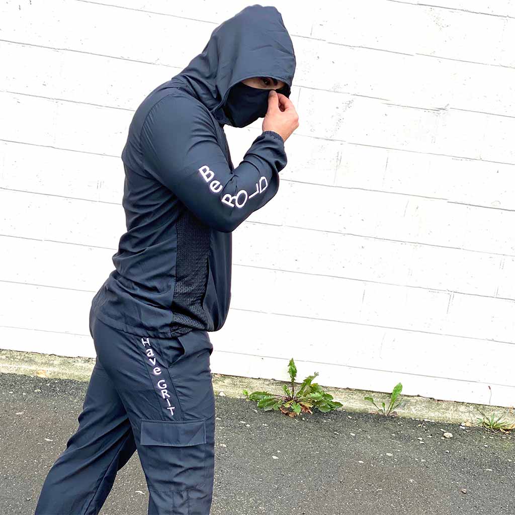 PROTECTIVE BLACK MEN JACKET AND JOGGER SET- FACE MASK INCLUDED