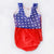National blue&red mesh tank leotard