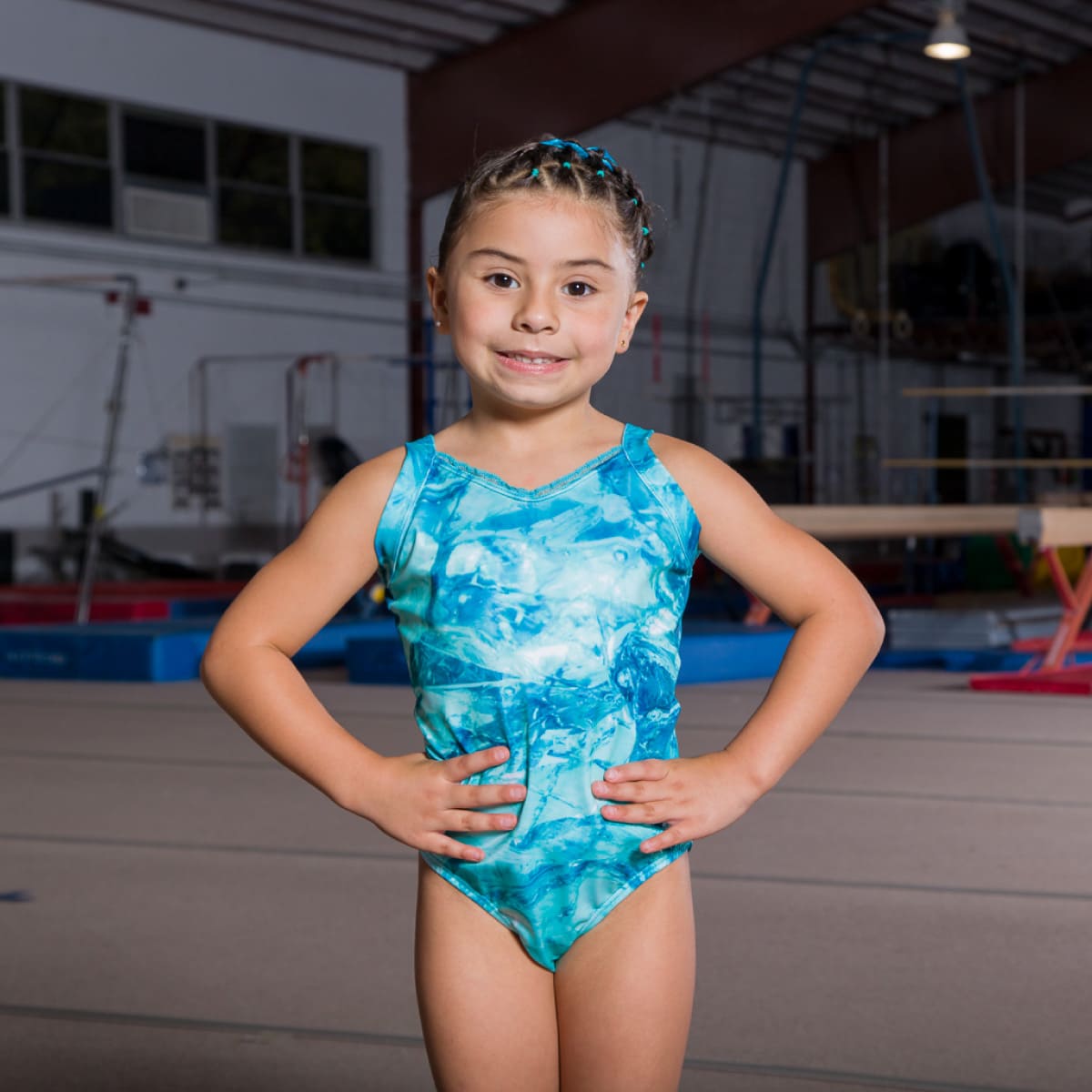 Dedication - blue water tank mesh leotard