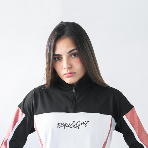 Girls sweatshirt front view with rose pink fabric