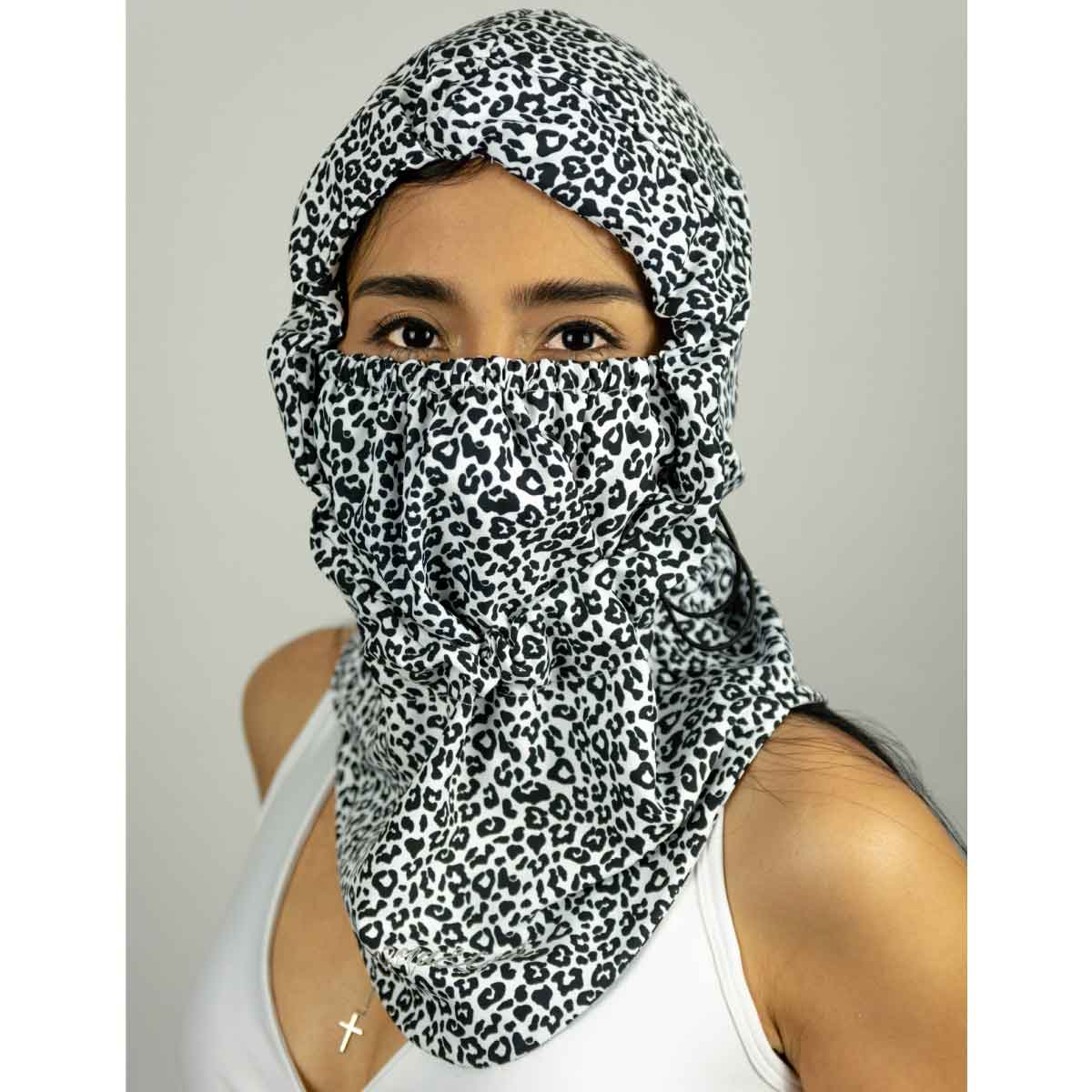 PROTECTIVE ANIMAL PRINT BLACK HOODIE - FACE MASK INCLUDED