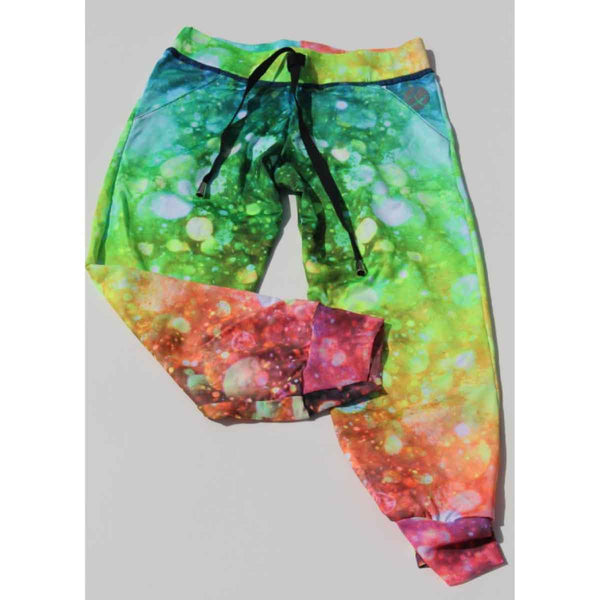 Girls leggings front view with clear confetti print