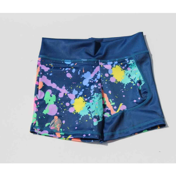Girls shorts front view with splash paint love print