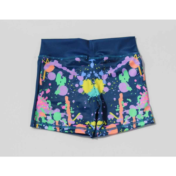 Girls shorts front view with splash paint love print
