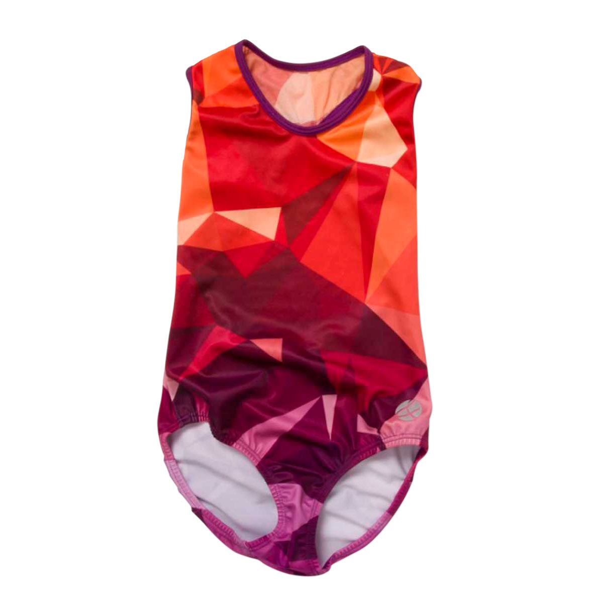 Orange geometric - crossover mesh back leotard