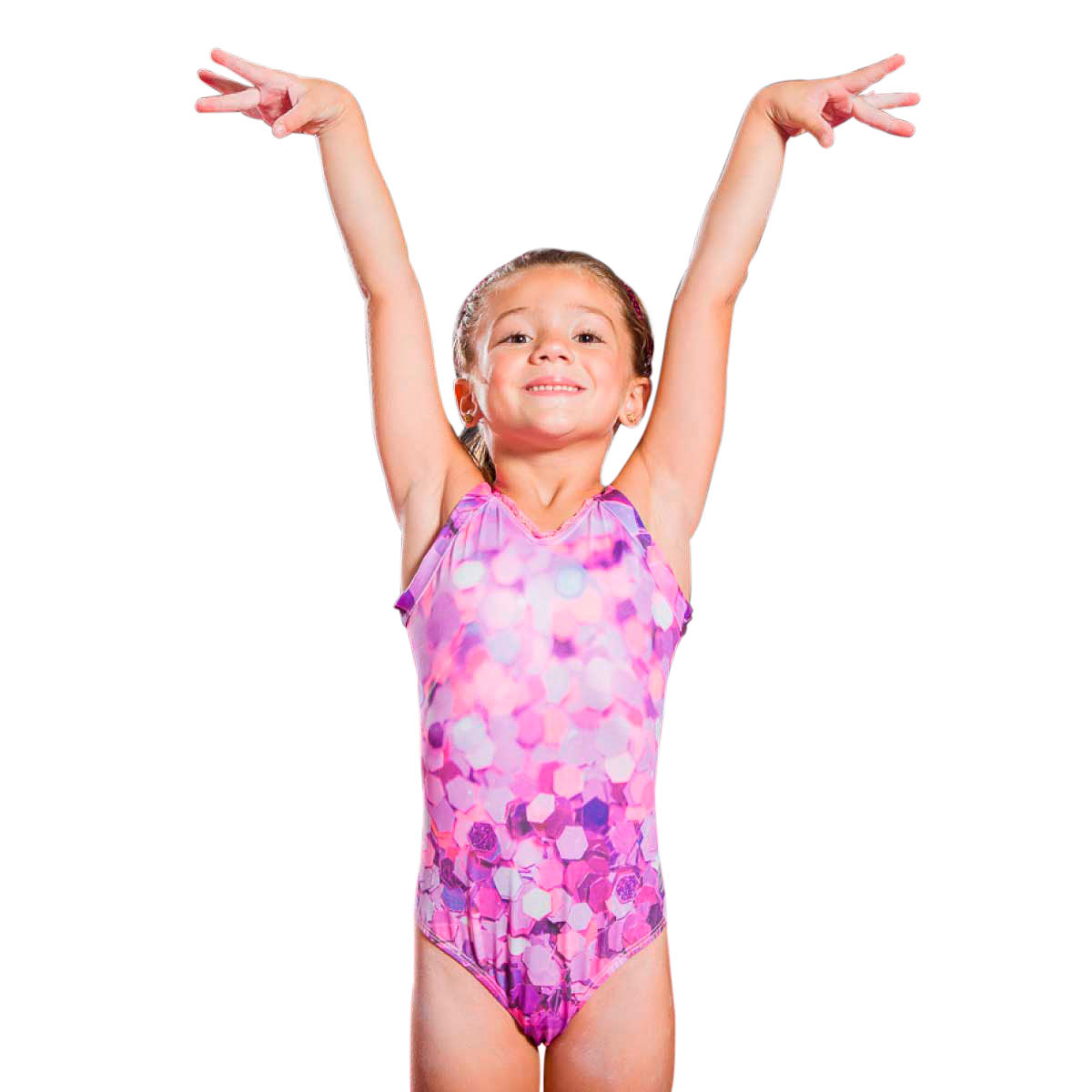 Dedication - pink spangle tank mesh leotard 