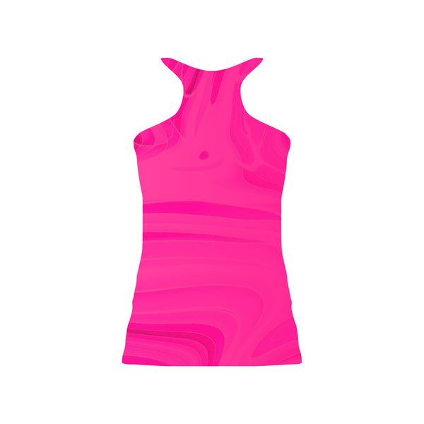 Girls tank top front view with pink heart awareness print
