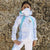 PROTECTIVE WHITE AND BLUE GIRLS' JACKET - FACE MASK